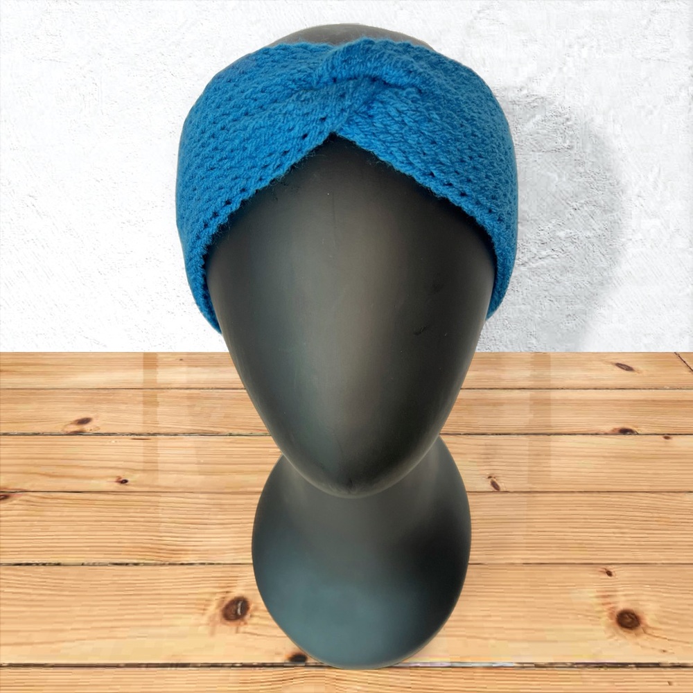 Handmade Knit Twist Headband Handcrafted Ocean